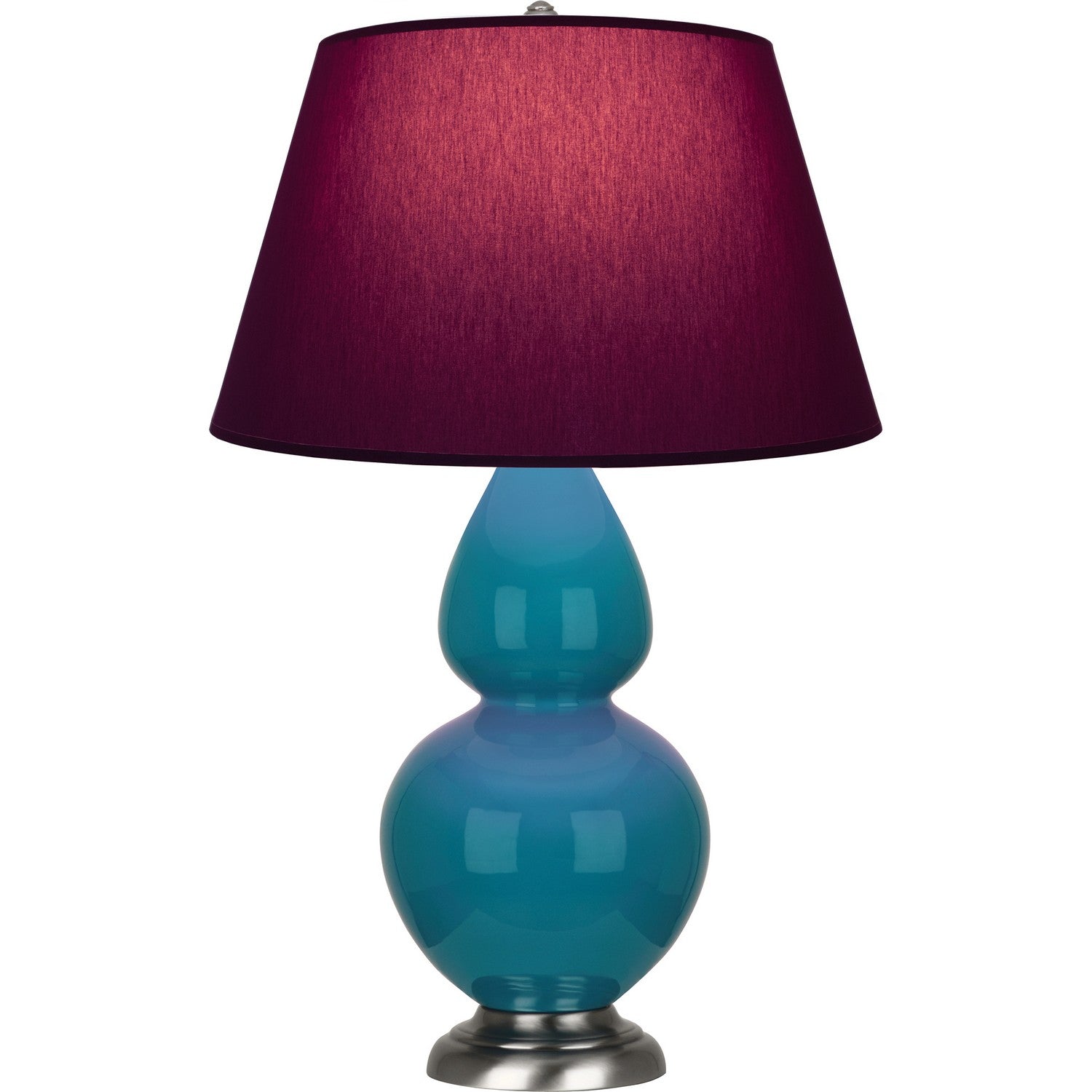 Robert Abbey - 1753P - One Light Table Lamp - Double Gourd - Peacock Glazed Ceramic w/Antique Silvered