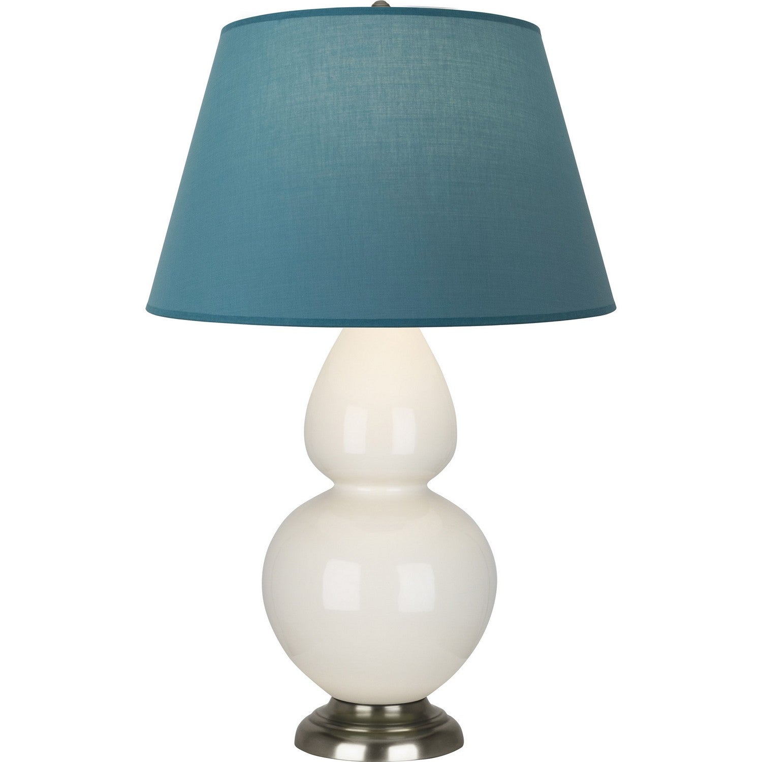 Robert Abbey - 1756B - One Light Table Lamp - Double Gourd - Bone Glazed Ceramic w/Antique Silvered
