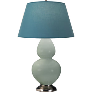 Robert Abbey - 1791B - One Light Table Lamp - Double Gourd - Celadon Glazed Ceramic w/Antique Silvered