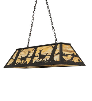 Meyda Tiffany - 268496 - Six Light Pendant - Deer At Lake - Black Satin Wrought Iron