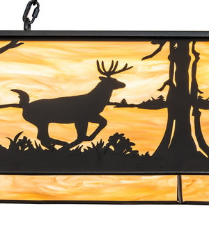 Meyda Tiffany - 268496 - Six Light Pendant - Deer At Lake - Black Satin Wrought Iron