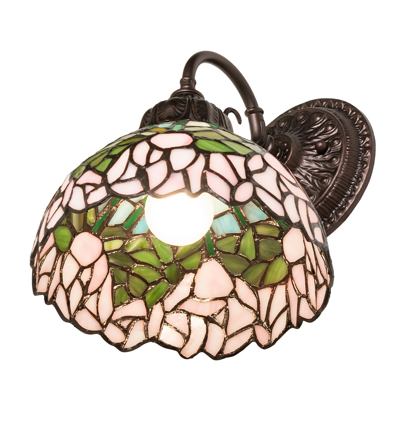 Meyda Tiffany - 270876 - One Light Wall Sconce - Tiffany Cabbage Rose - Mahogany Bronze