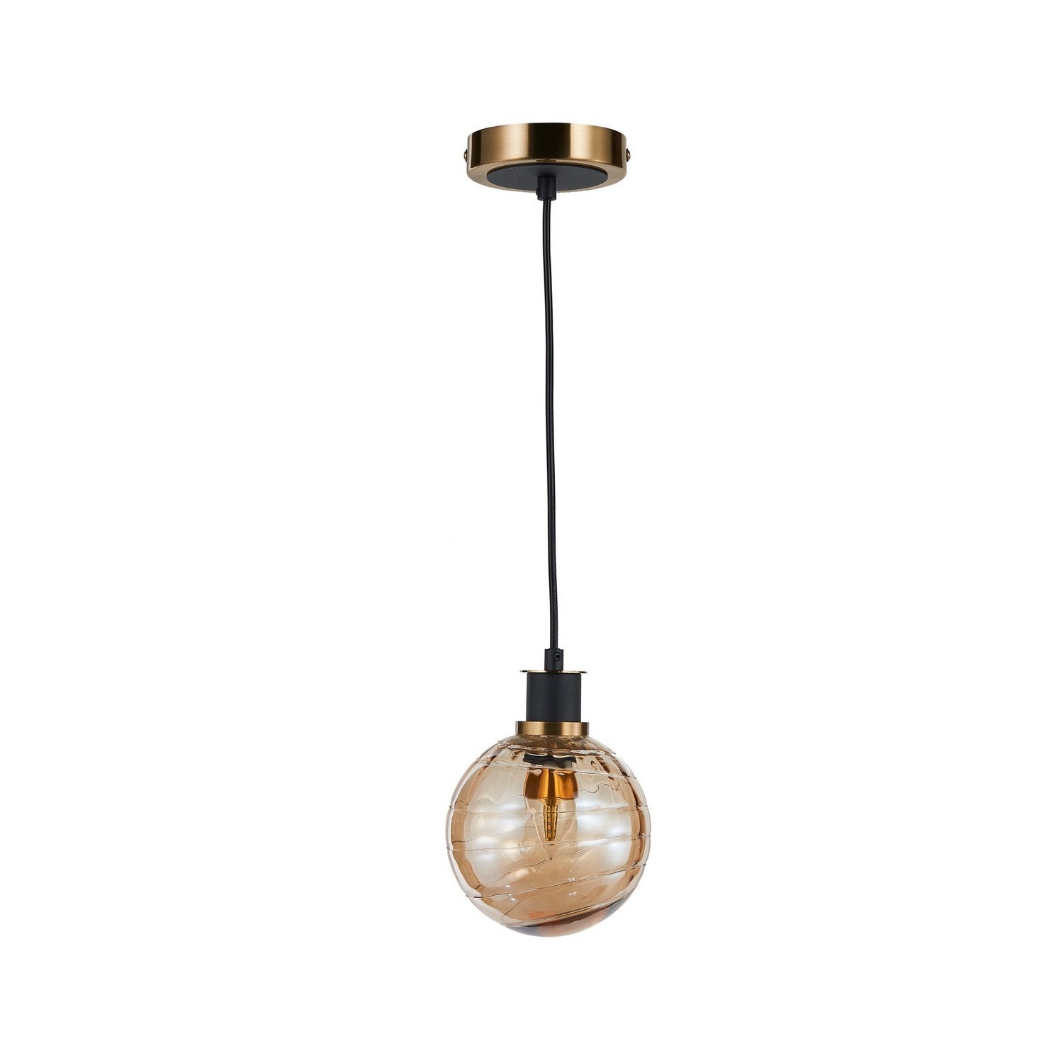 Artcraft - AC11870AM - One Light Pendant - Gem - Black and Brushed Brass