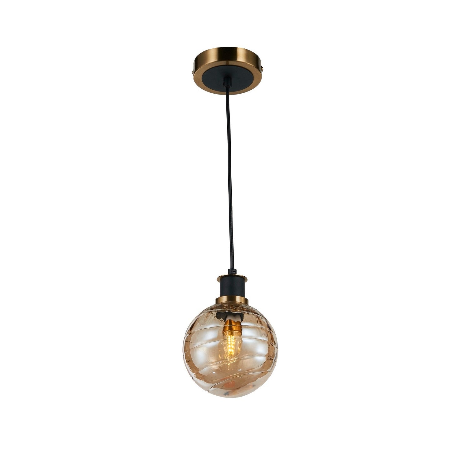 Artcraft - AC11870AM - One Light Pendant - Gem - Black and Brushed Brass