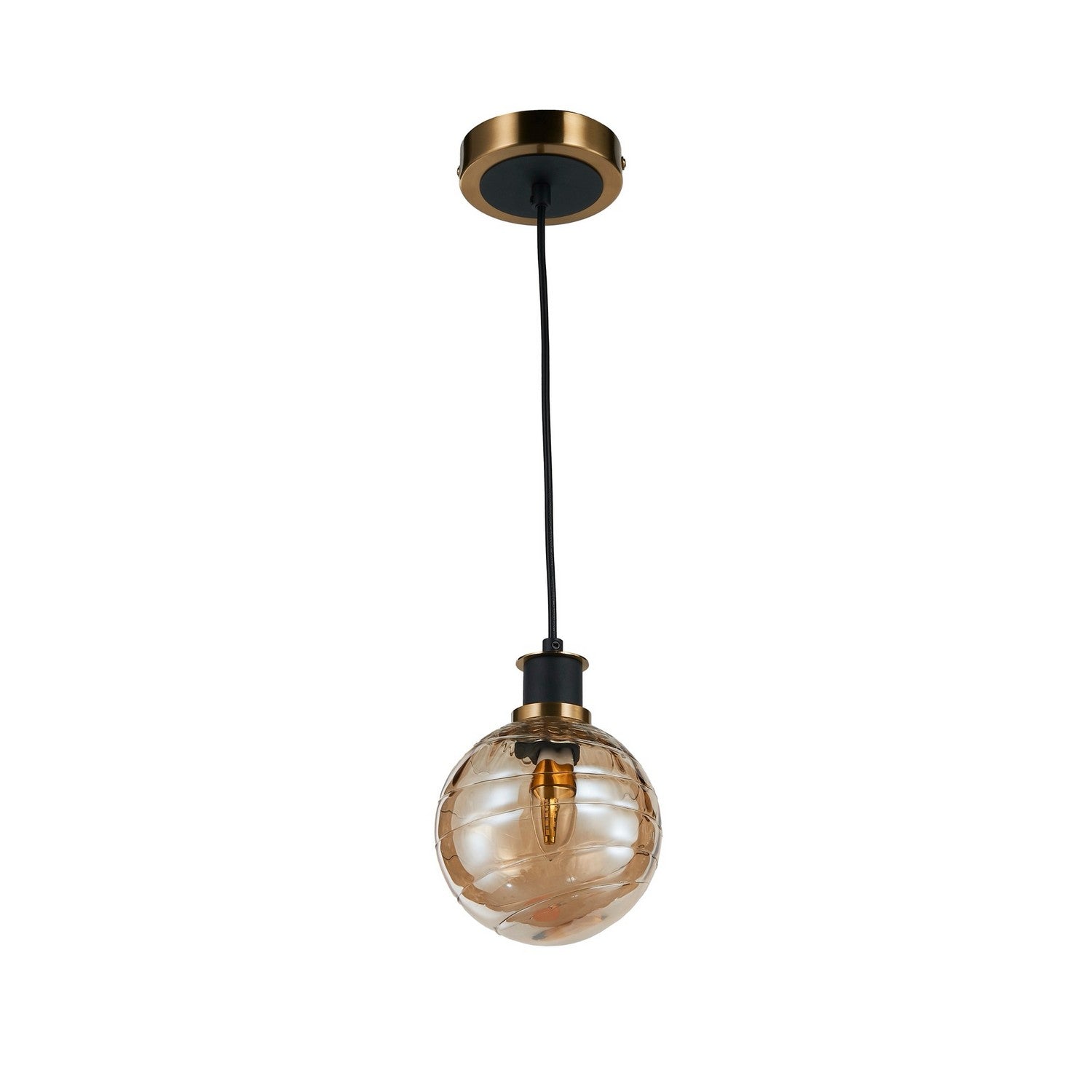 Artcraft - AC11870AM - One Light Pendant - Gem - Black and Brushed Brass