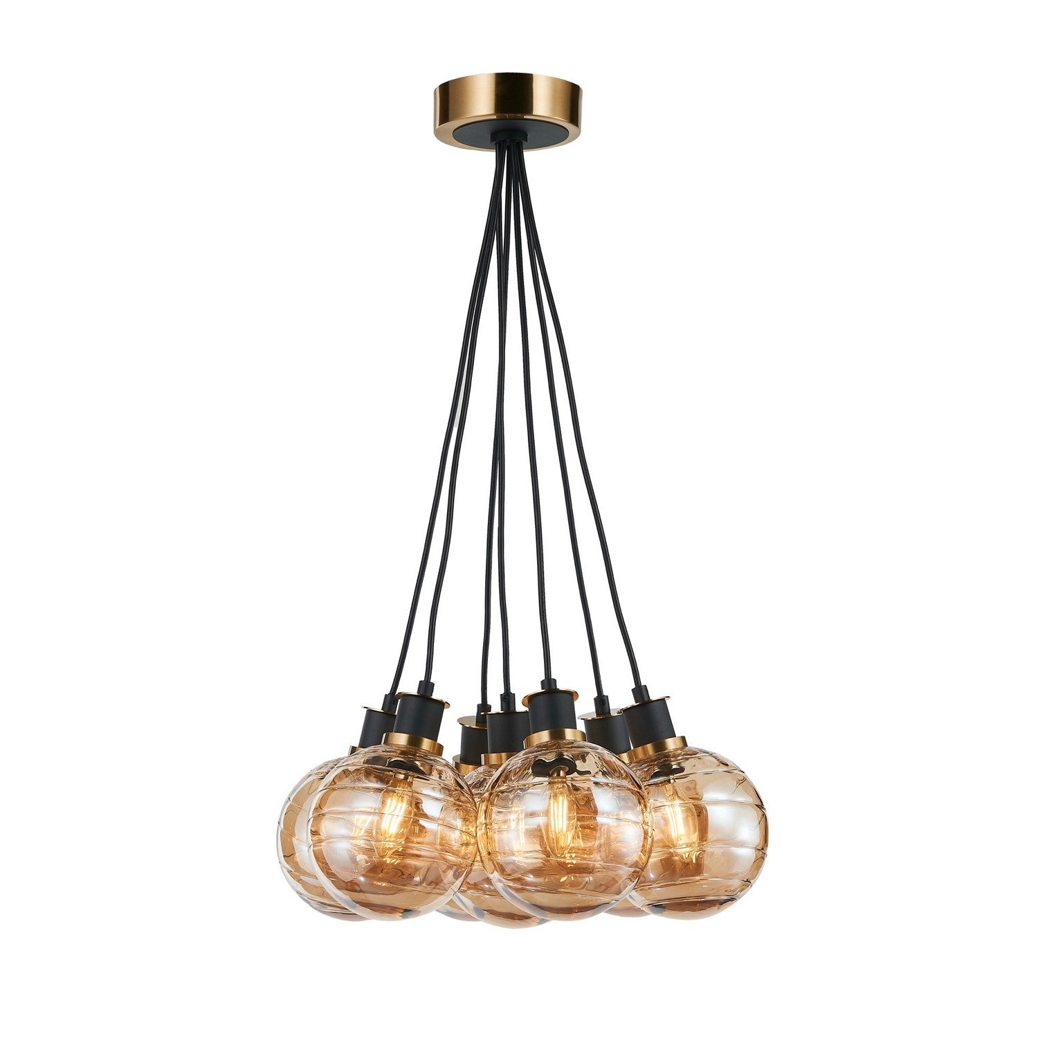 Artcraft - AC11877AM - Seven Light Pendant - Gem - Black and Brushed Brass