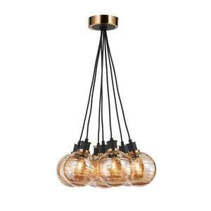 Artcraft - AC11877AM - Seven Light Pendant - Gem - Black and Brushed Brass