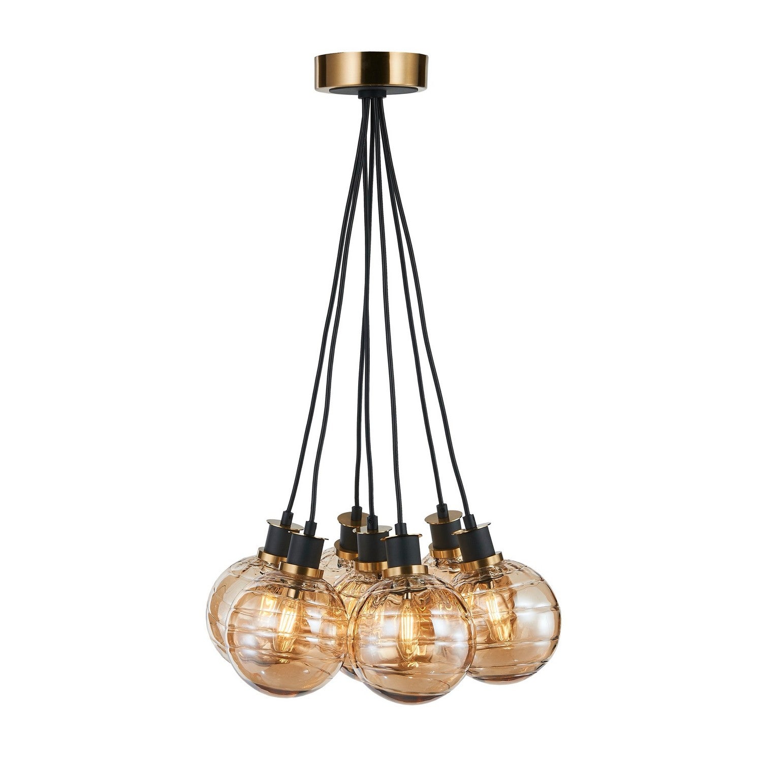 Artcraft - AC11877AM - Seven Light Pendant - Gem - Black and Brushed Brass