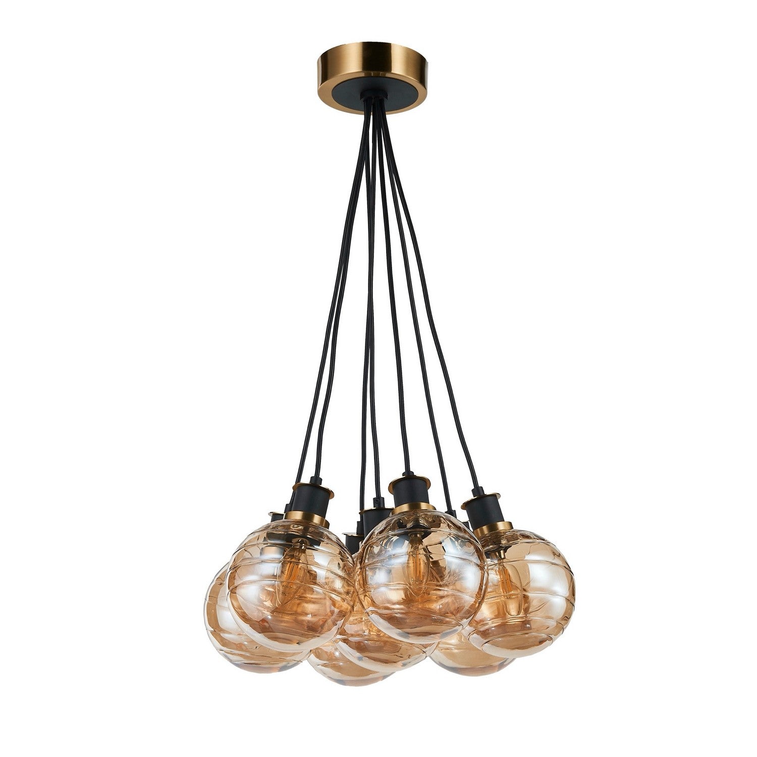 Artcraft - AC11877AM - Seven Light Pendant - Gem - Black and Brushed Brass