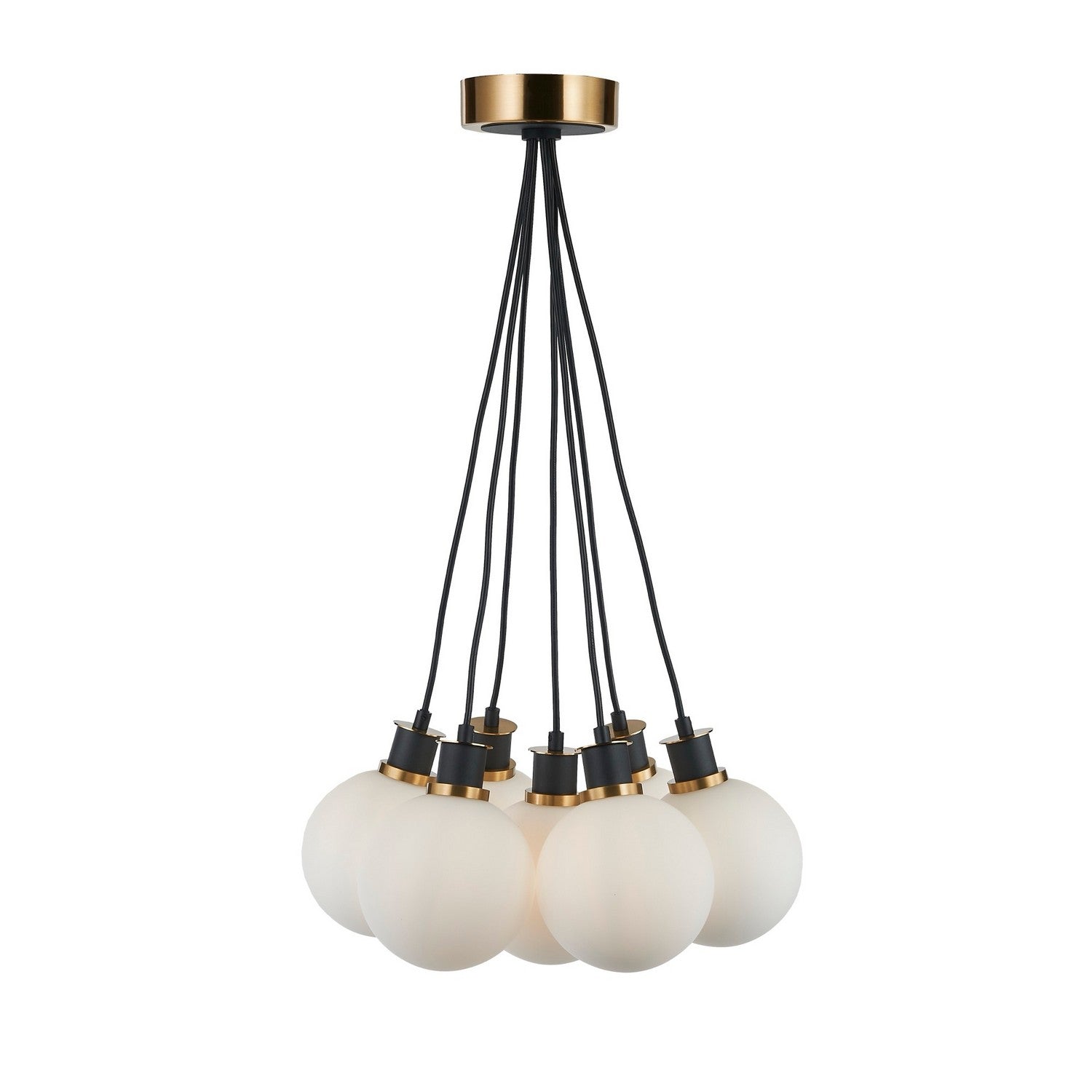 Artcraft - AC11877WH - Seven Light Pendant - Gem - Black and Brushed Brass