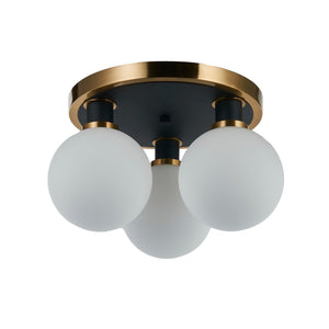 Artcraft - AC11873WH - Three Light Semi-Flush Mount - Gem - Black and Brushed Brass