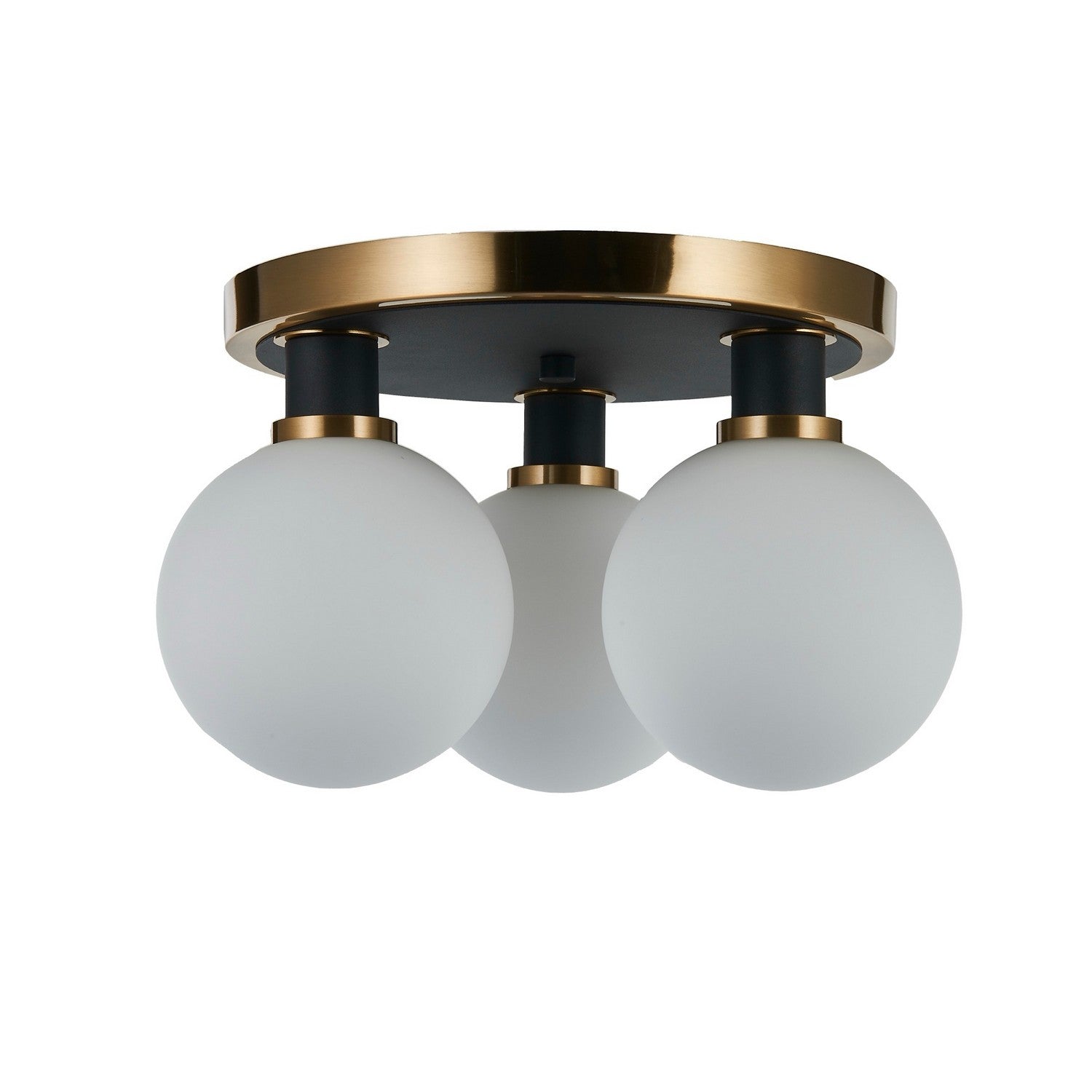 Artcraft - AC11873WH - Three Light Semi-Flush Mount - Gem - Black and Brushed Brass