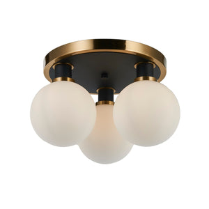 Artcraft - AC11873WH - Three Light Semi-Flush Mount - Gem - Black and Brushed Brass