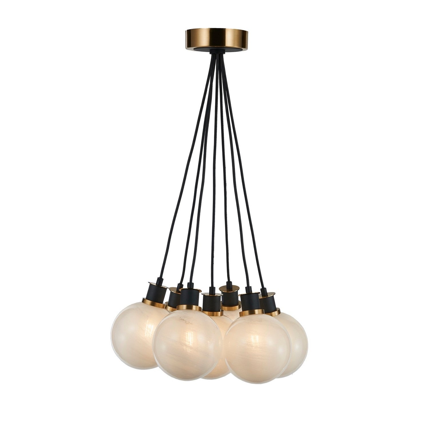 Artcraft - AC11877SW - Seven Light Pendant - Gem - Black and Brushed Brass