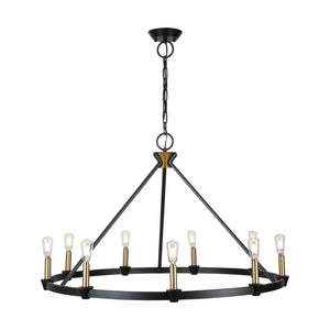 Artcraft - AC11989BB - Nine Light Chandelier - Notting Hill - Black and Brushed Brass