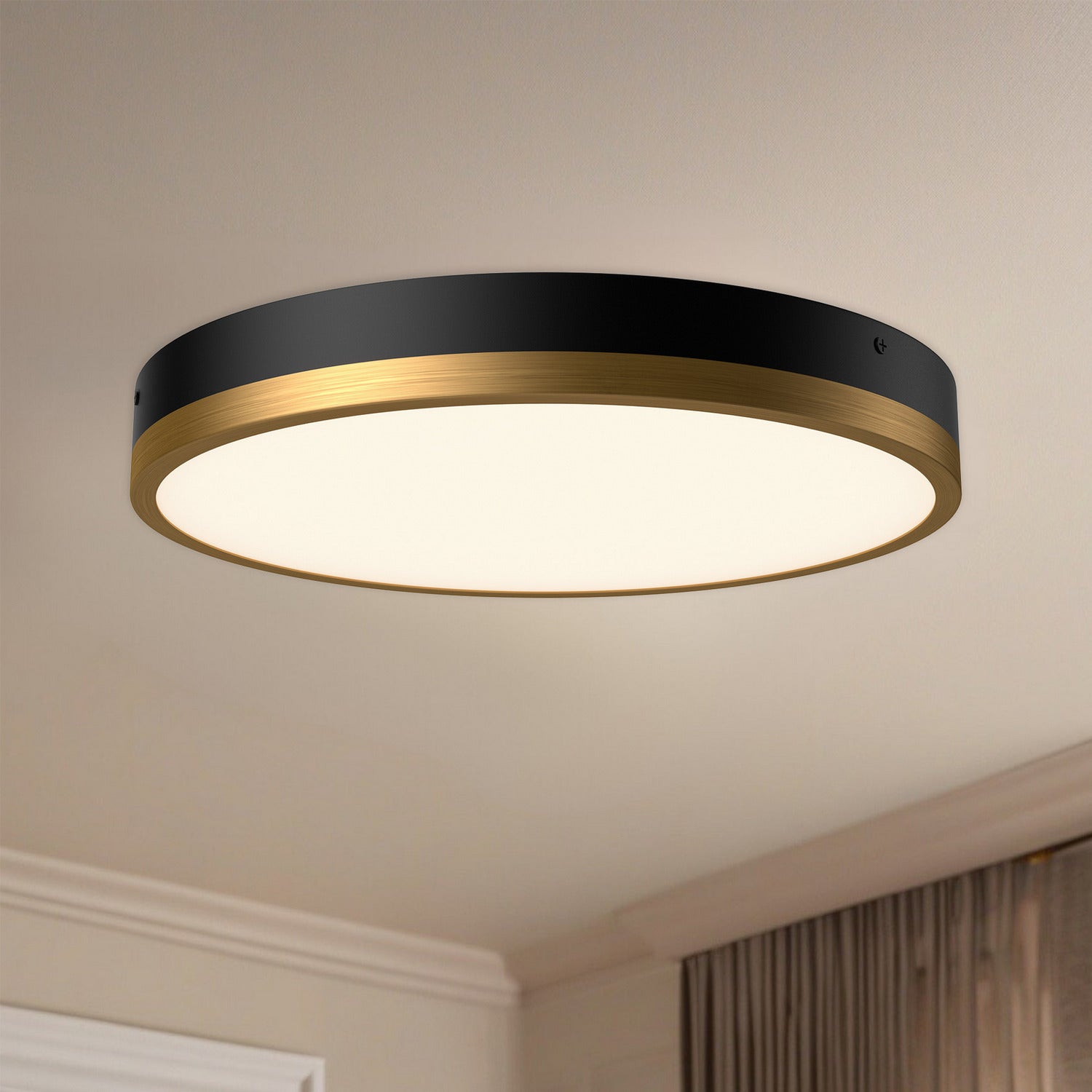 Alora - FM554215AGMB-5CCT - LED Flush Mount - Adelaide - Aged Gold/Matte Black