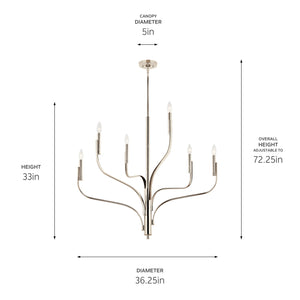 Kichler - 52673PN - Six Light Chandelier - Livadia - Polished Nickel