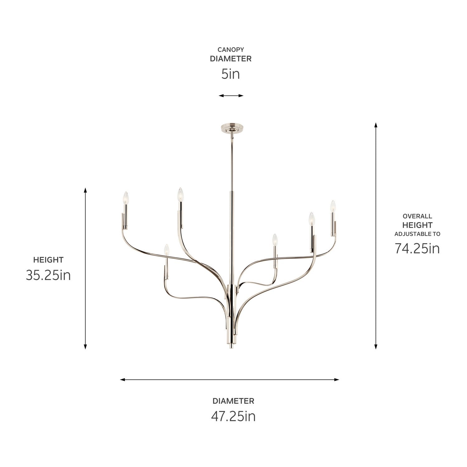 Kichler - 52674PN - Six Light Chandelier - Livadia - Polished Nickel