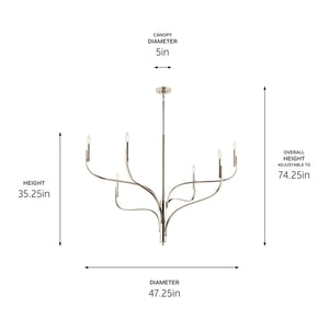 Kichler - 52674PN - Six Light Chandelier - Livadia - Polished Nickel