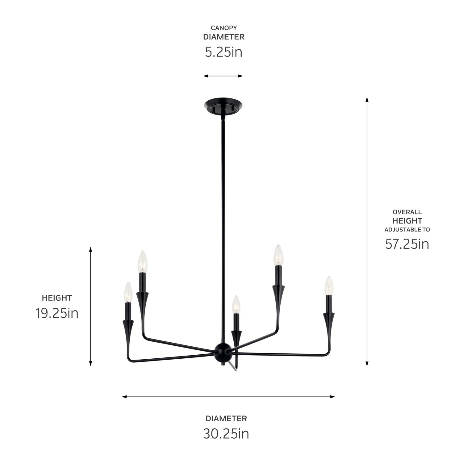 Kichler - 52689BK - Five Light Chandelier - Alvaro - Black