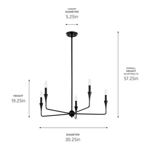 Kichler - 52689BK - Five Light Chandelier - Alvaro - Black