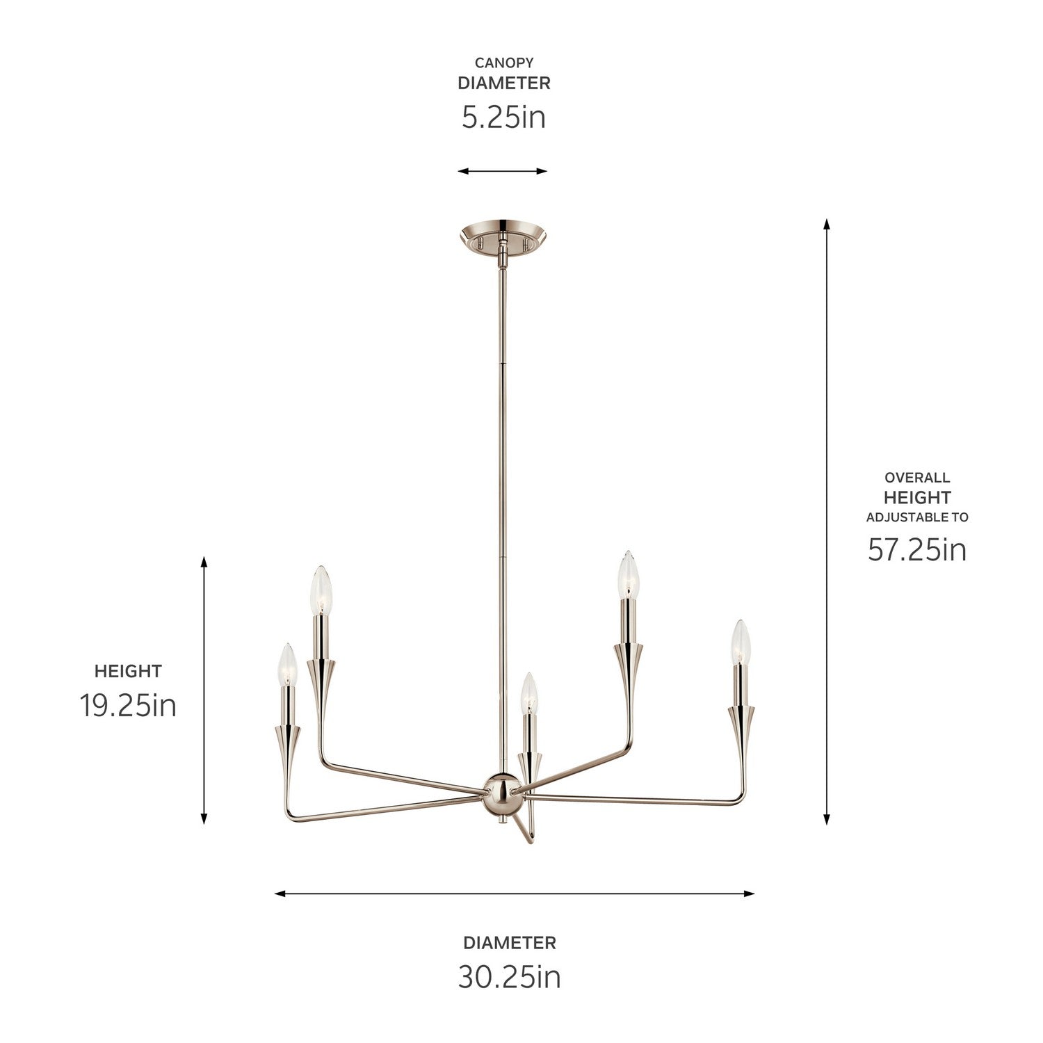 Kichler - 52689PN - Five Light Chandelier - Alvaro - Polished Nickel