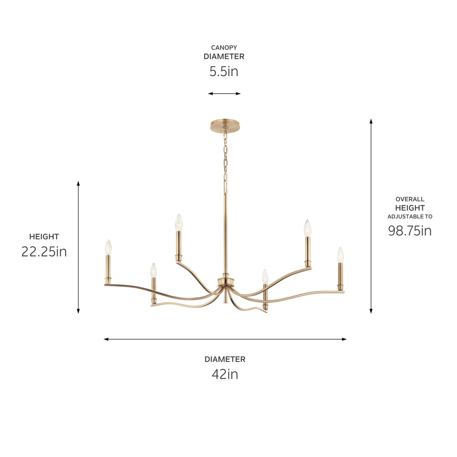 Kichler - 52696CPZ - Six Light Chandelier - Malene - Champagne Bronze