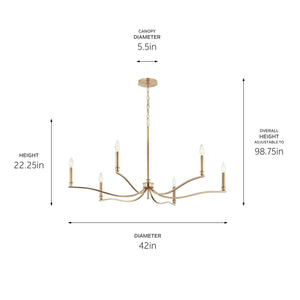 Kichler - 52696CPZ - Six Light Chandelier - Malene - Champagne Bronze