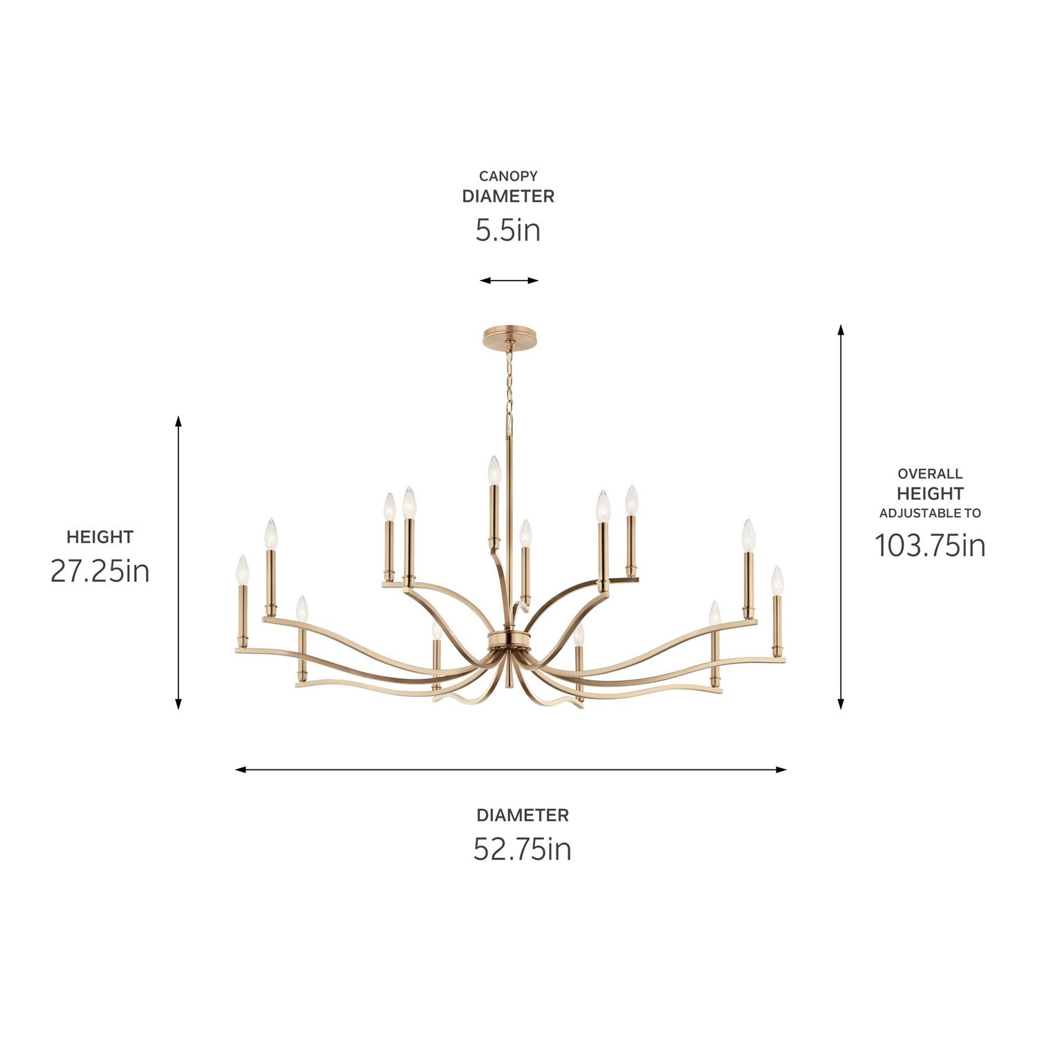 Kichler - 52698CPZ - 14 Light Chandelier - Malene - Champagne Bronze