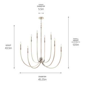 Kichler - 52699PN - Eight Light Foyer Chandelier - Malene - Polished Nickel