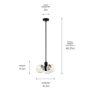 Kichler - 52700BK - Three Light Chandelier/Semi Flush - Silvarious - Black