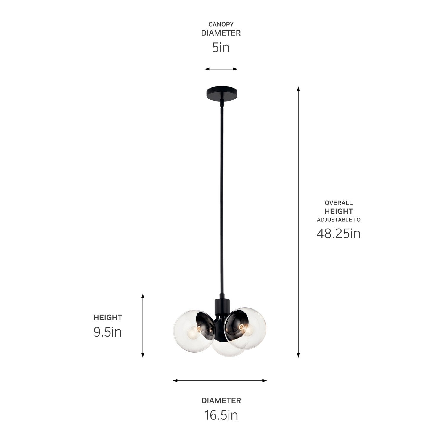 Kichler - 52700BKCLR - Three Light Chandelier/Semi Flush - Silvarious - Black