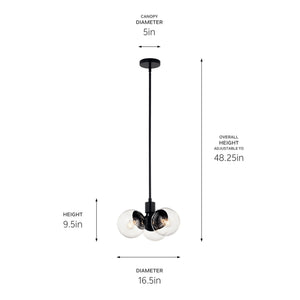 Kichler - 52700BKCLR - Three Light Chandelier/Semi Flush - Silvarious - Black