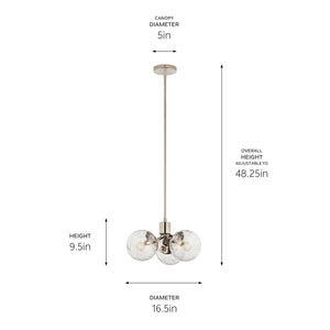 Kichler - 52700PN - Three Light Chandelier/Semi Flush - Silvarious - Polished Nickel