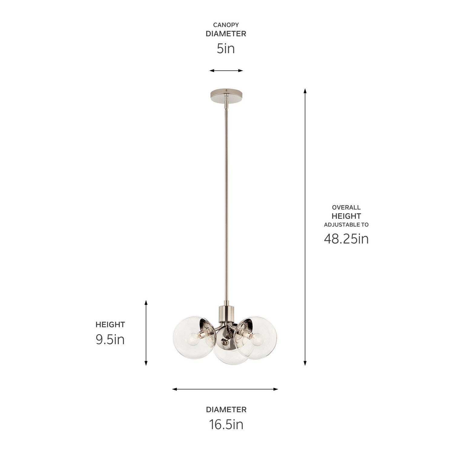 Kichler - 52700PNCLR - Three Light Chandelier/Semi Flush - Silvarious - Polished Nickel
