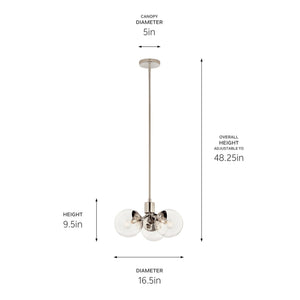 Kichler - 52700PNCLR - Three Light Chandelier/Semi Flush - Silvarious - Polished Nickel
