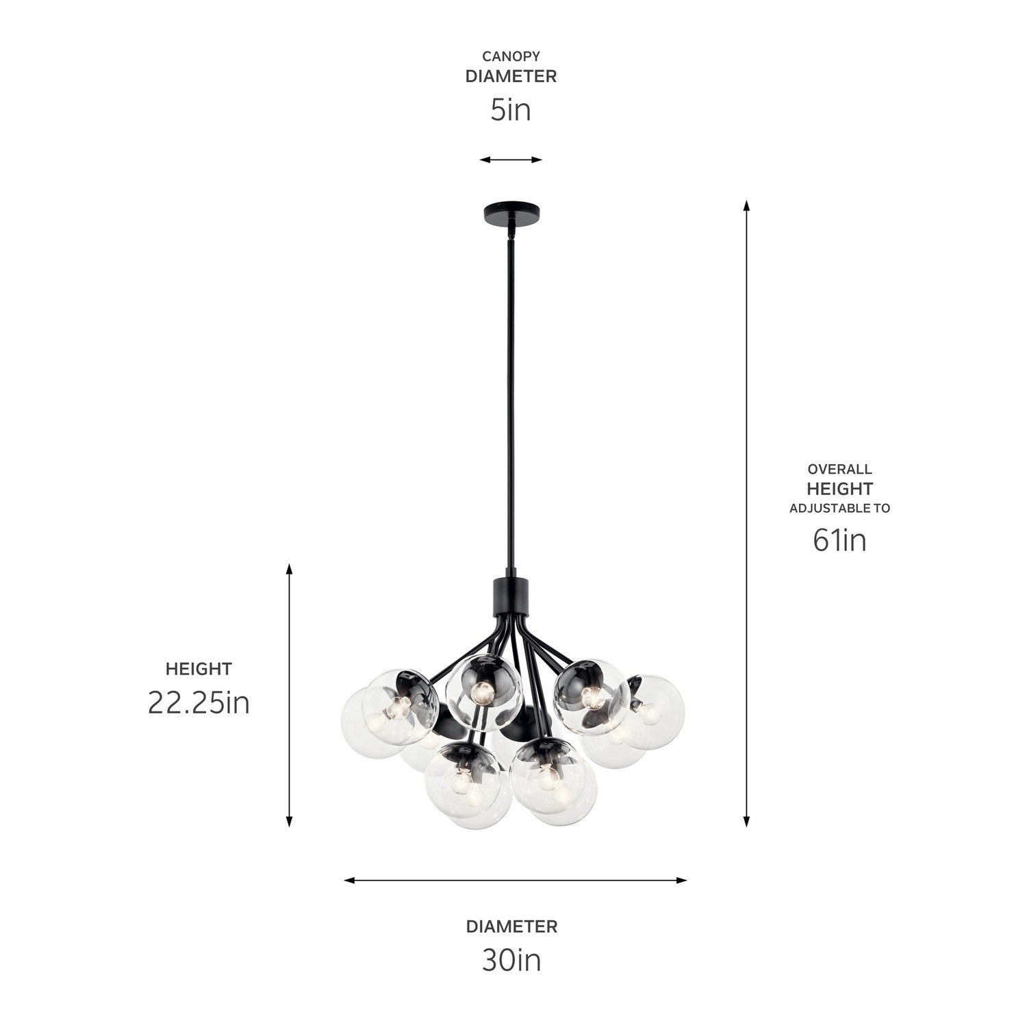 Kichler - 52701BKCLR - 12 Light Chandelier Convertible - Silvarious - Black