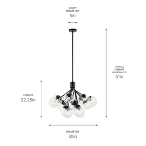 Kichler - 52701BKCLR - 12 Light Chandelier Convertible - Silvarious - Black
