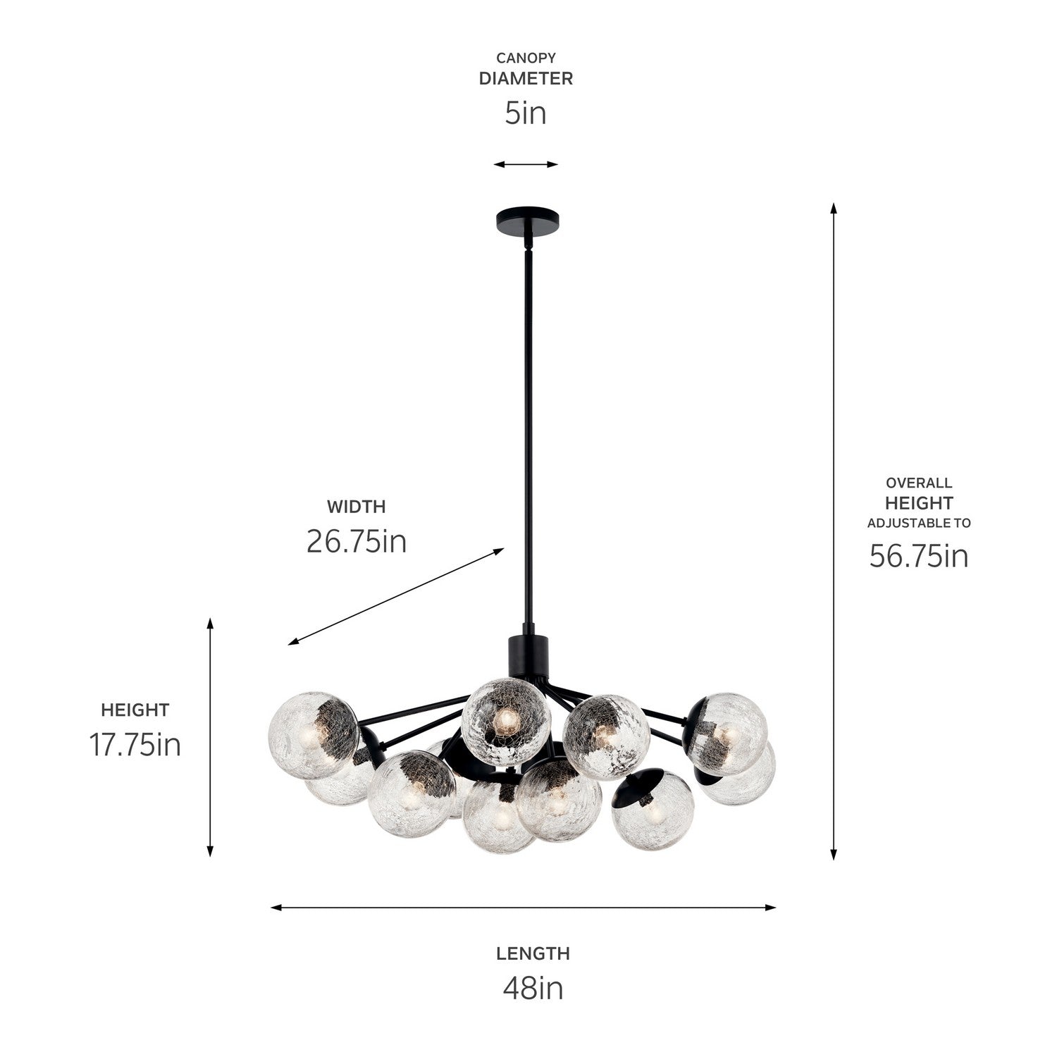Kichler - 52703BK - 12 Light Linear Chandelier Convertible - Silvarious - Black