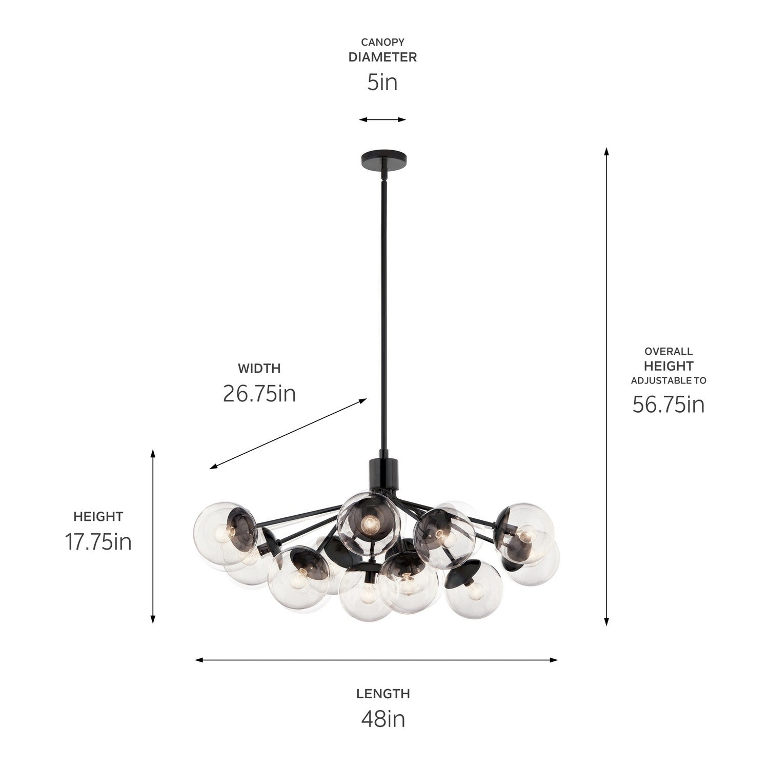 Kichler - 52703BKCLR - 12 Light Linear Chandelier Convertible - Silvarious - Black
