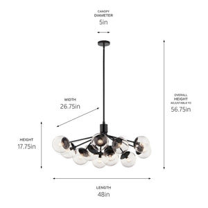 Kichler - 52703BKCLR - 12 Light Linear Chandelier Convertible - Silvarious - Black