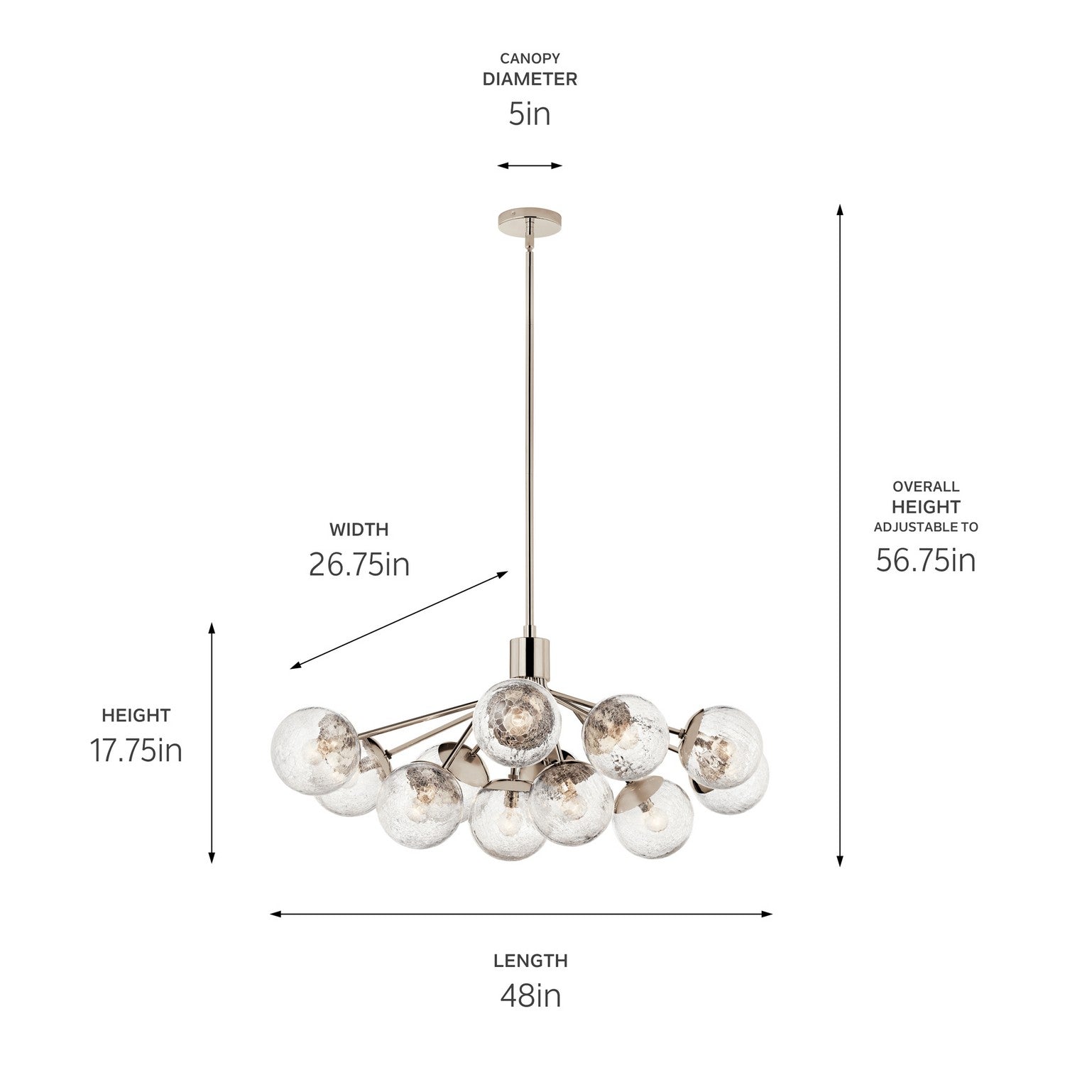 Kichler - 52703PN - 12 Light Linear Chandelier Convertible - Silvarious - Polished Nickel