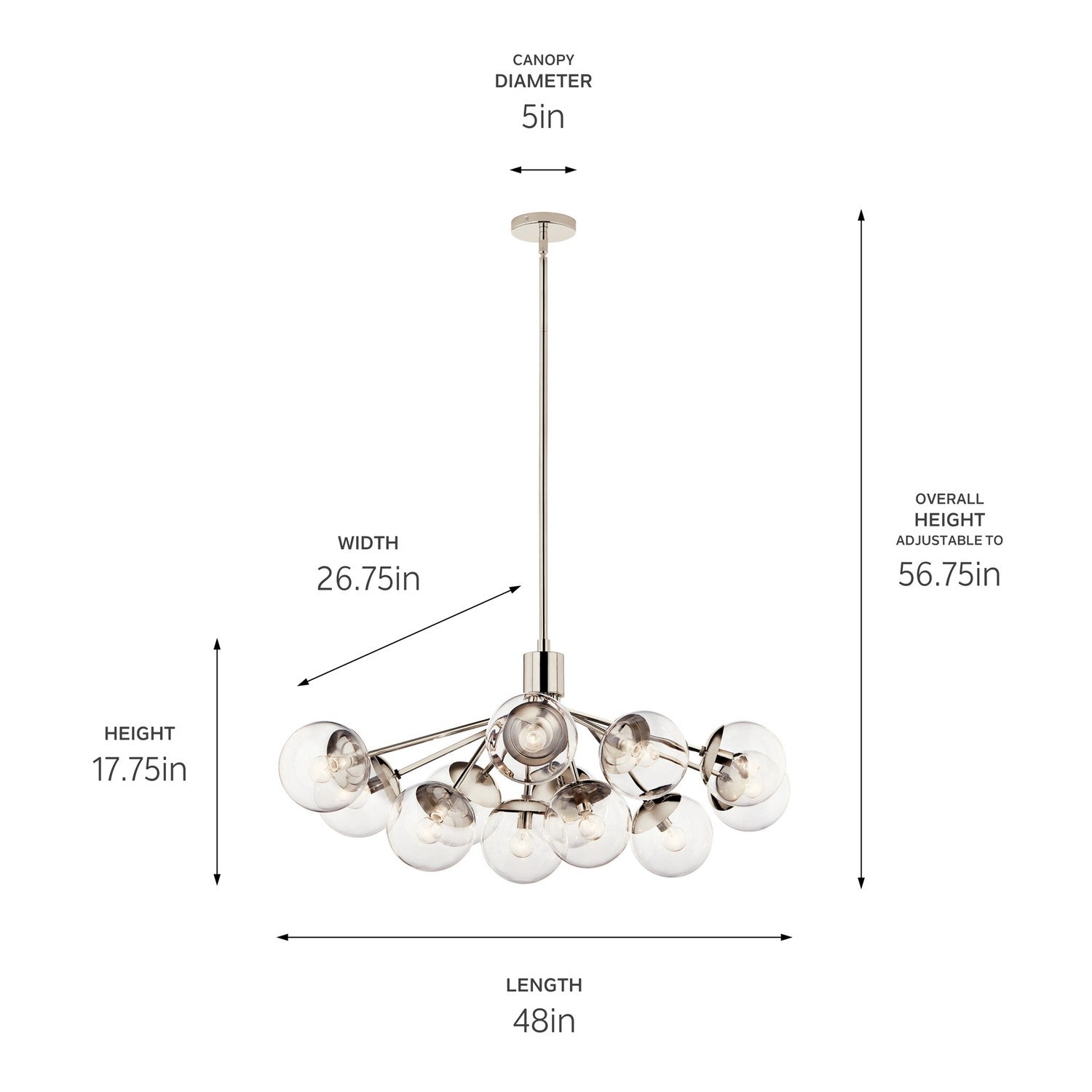 Kichler - 52703PNCLR - 12 Light Linear Chandelier Convertible - Silvarious - Polished Nickel