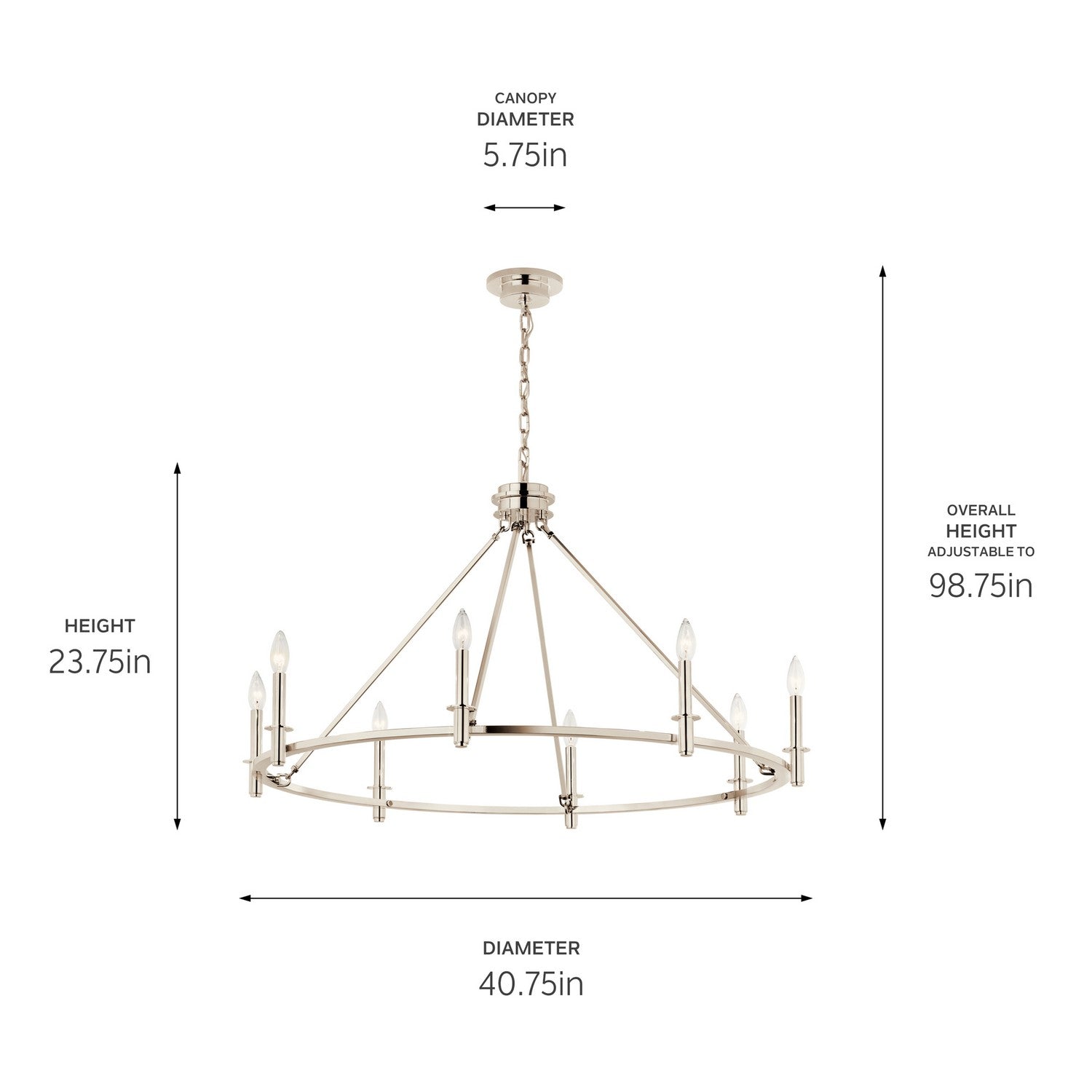 Kichler - 52706PN - Eight Light Chandelier - Carrick - Polished Nickel