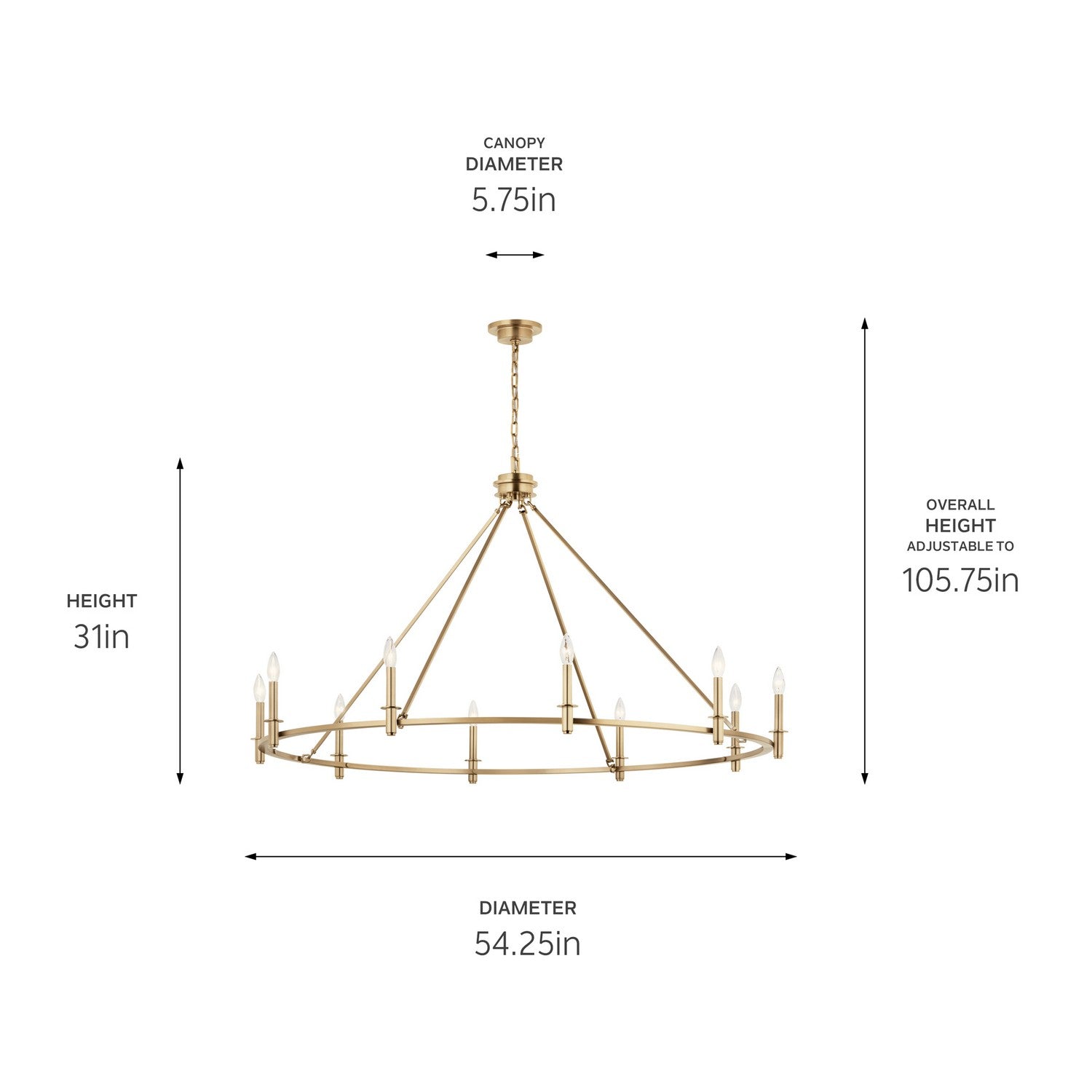 Kichler - 52707CPZ - Ten Light Chandelier - Carrick - Champagne Bronze