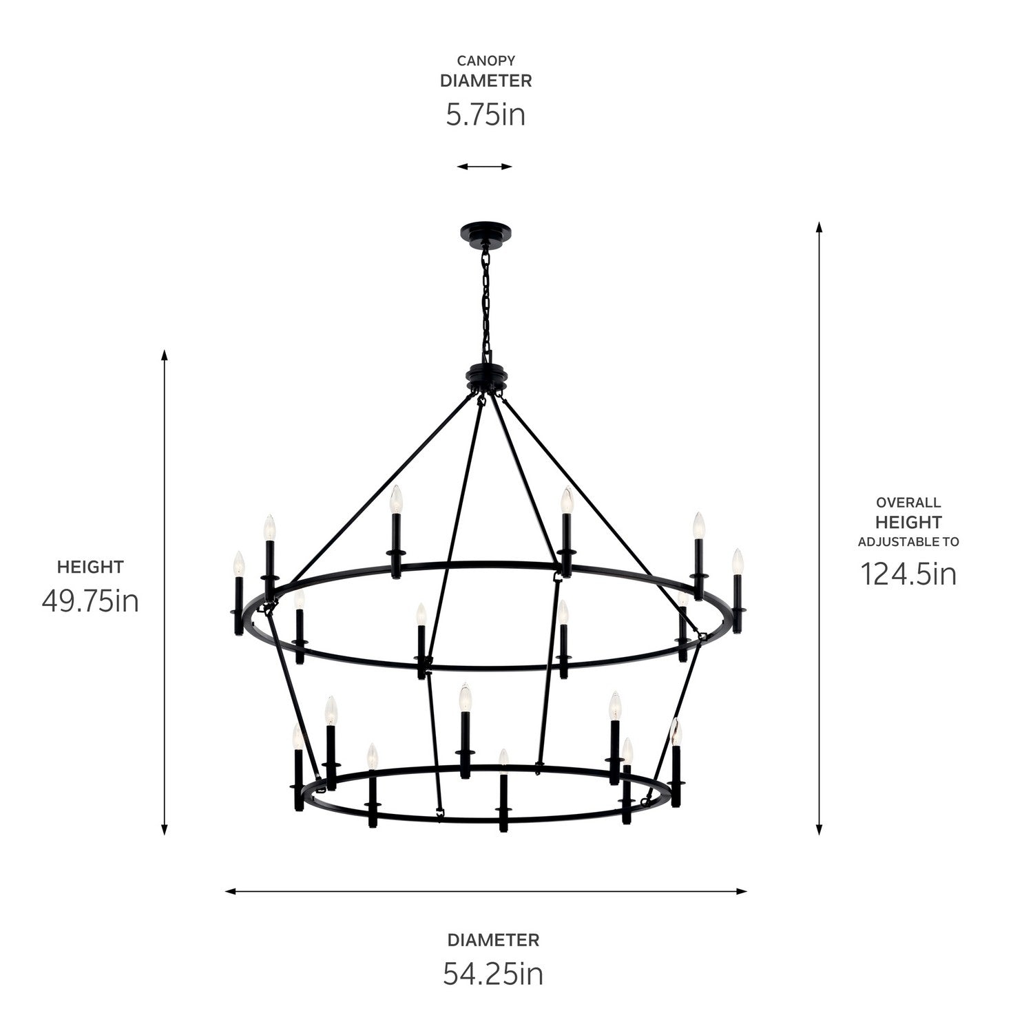 Kichler - 52708BK - 18 Light Chandelier - Carrick - Black