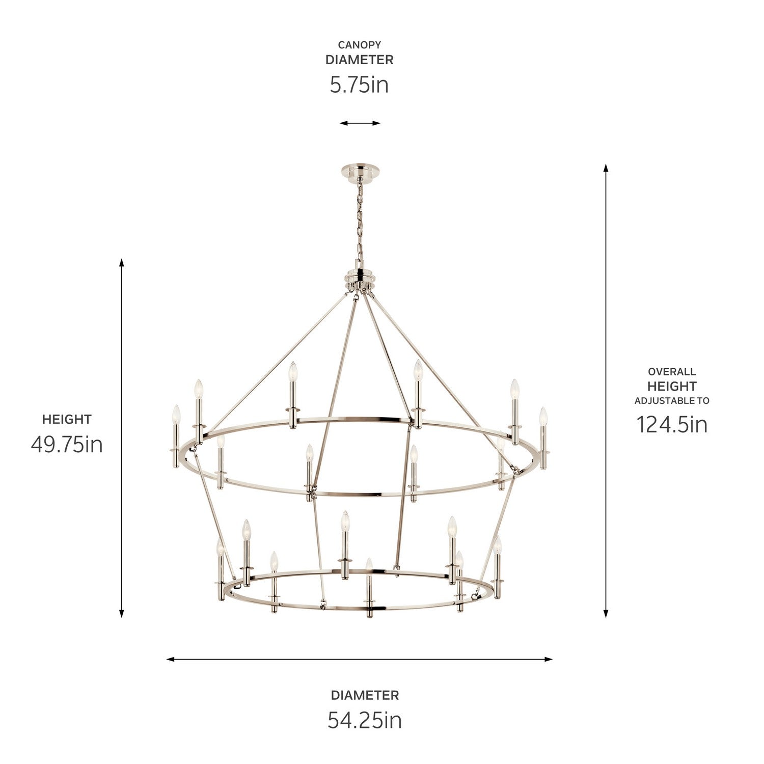 Kichler - 52708PN - 18 Light Chandelier - Carrick - Polished Nickel