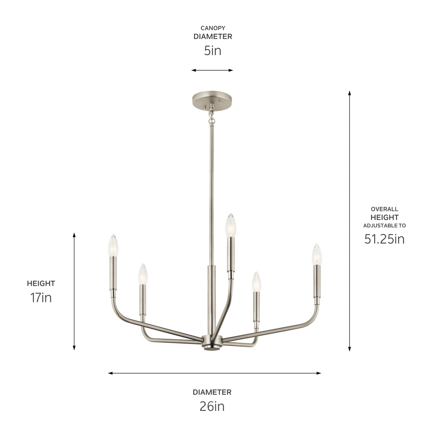 Kichler - 52717NI - Five Light Chandelier - Madden - Brushed Nickel