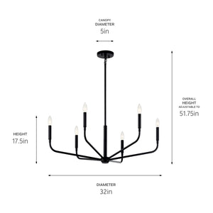 Kichler - 52718BK - Six Light Chandelier - Madden - Black