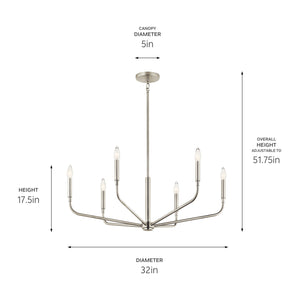 Kichler - 52718NI - Six Light Chandelier - Madden - Brushed Nickel